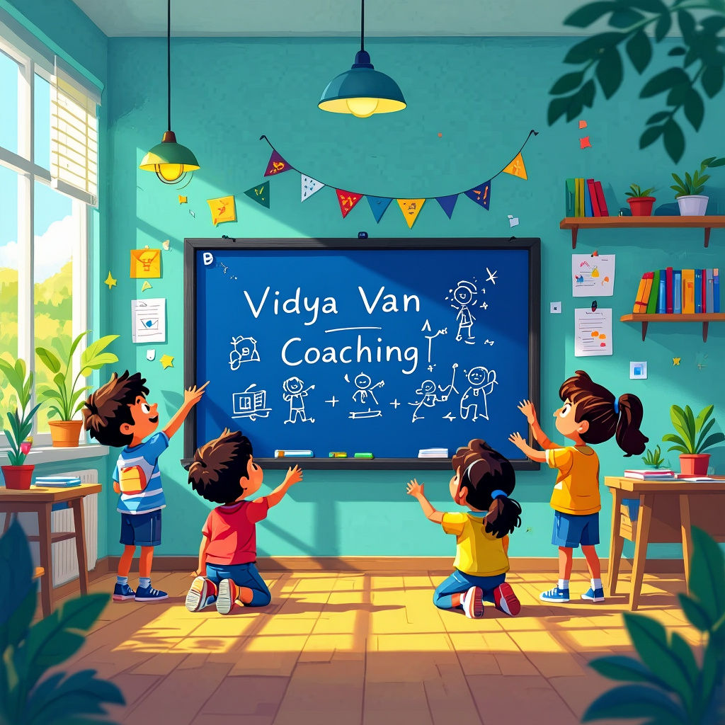Educational Banner with Smart Board and Happy Children
