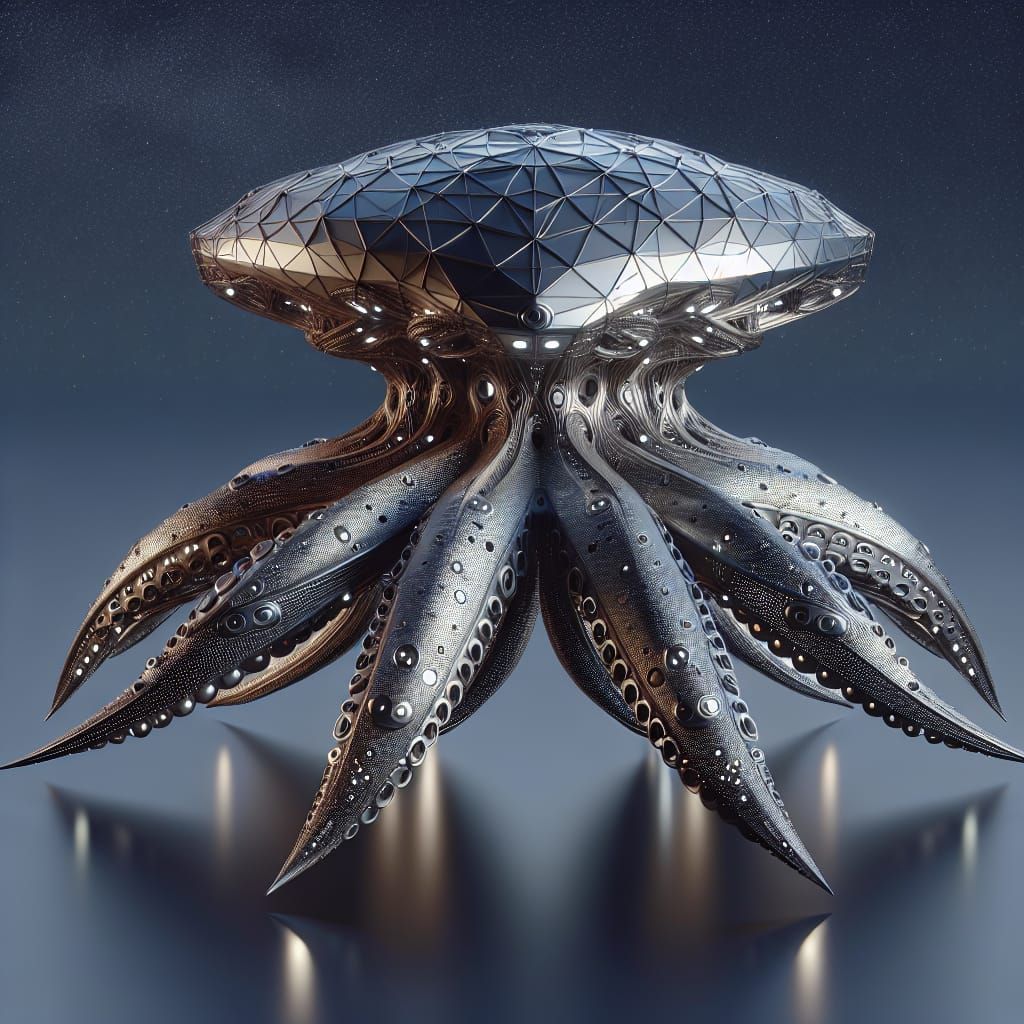 Octopus Spaceship: Futuristic 3D Digital Asset