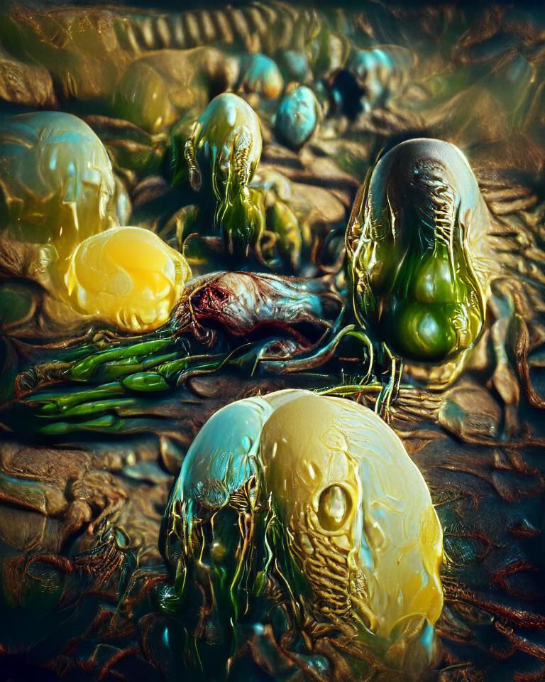 Alien Xenomorph Eggs in Van Gogh Style