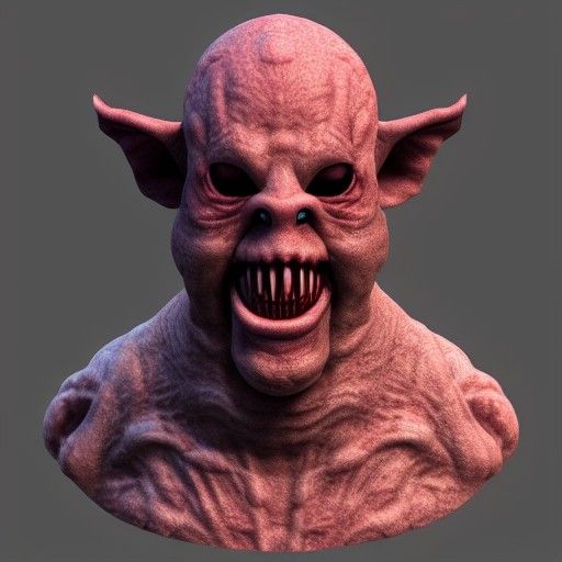 Grotesque Pig-Man with 3D Shading
