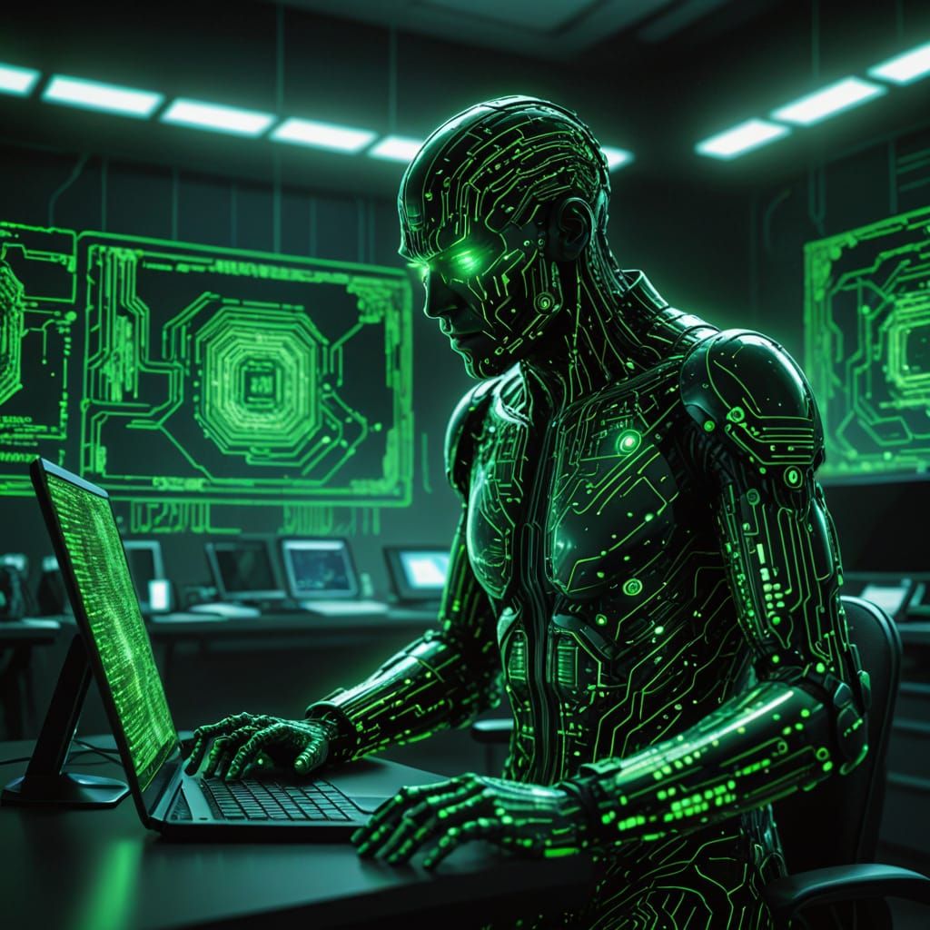 Glowing Code Hand Reaching From Digital Screen