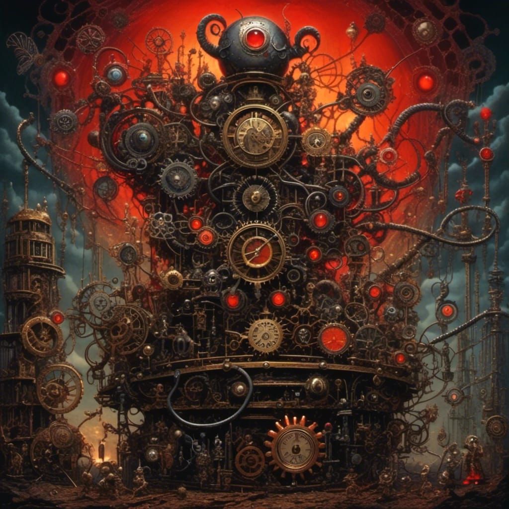 Clockwork Demon in Industrial Dark Fantasy Art