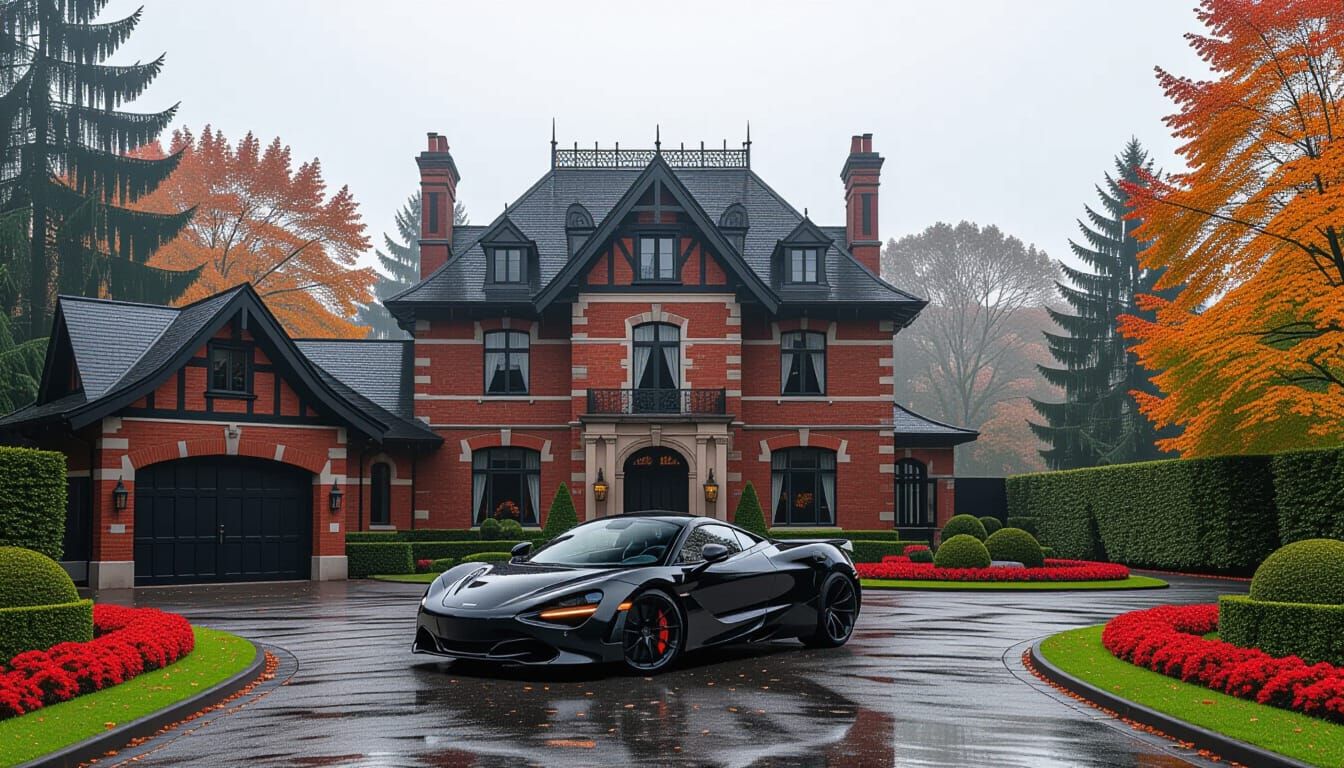 Victorian Chateau with McLaren in Misty Season