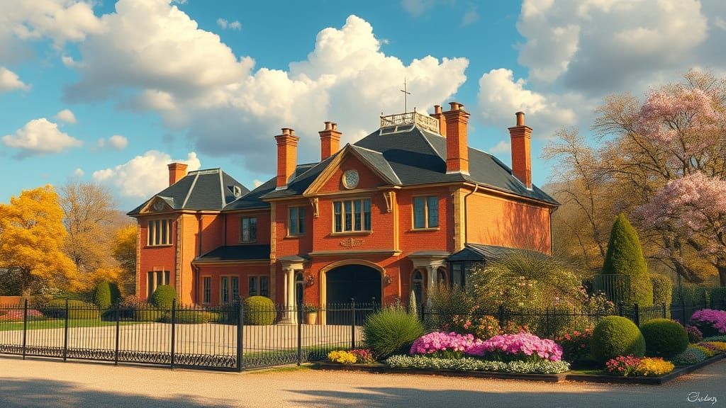 Grand Chateau in Golden Afternoon Light