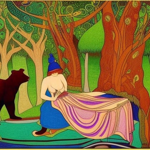 Anya and Olya Discussing Life with Bears