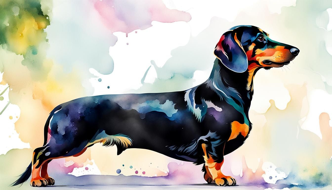 Watercolor Dachshund Vector Art with Luminous Design