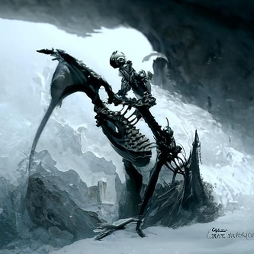 Skeleton Dragon in Dark Fantasy Style