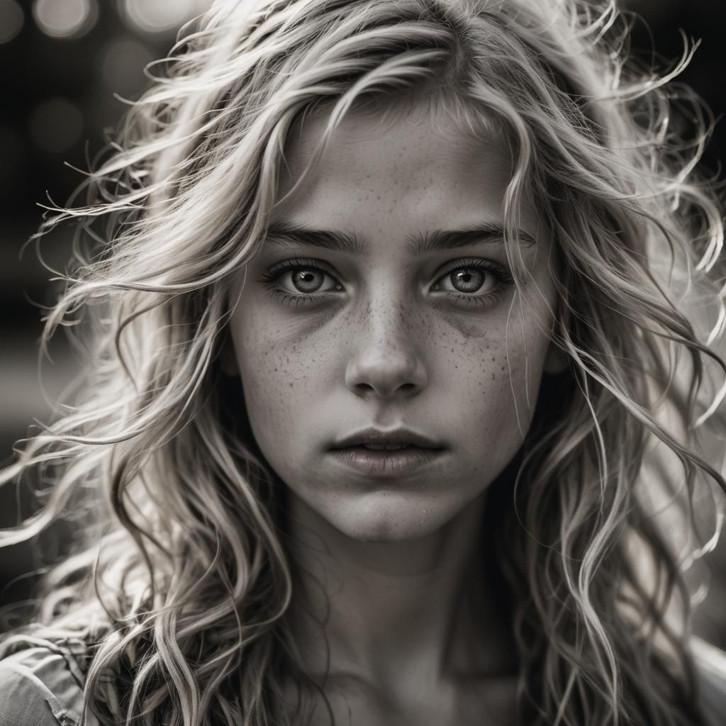 noir et blanc Close up portrait,...