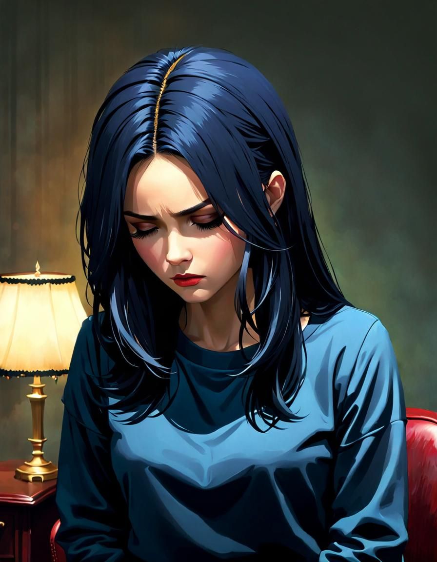 Sorrowful Woman Reflects on Regret