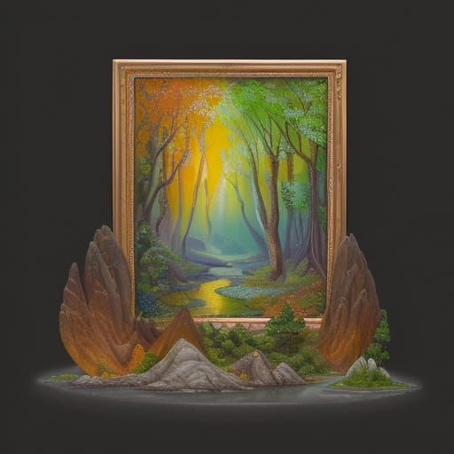 Abstract Landscape in Neo-Impressionist Style