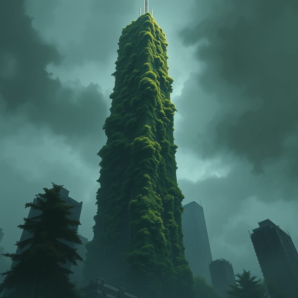 Overgrown Sears Tower in Post-Apocalyptic Chicago