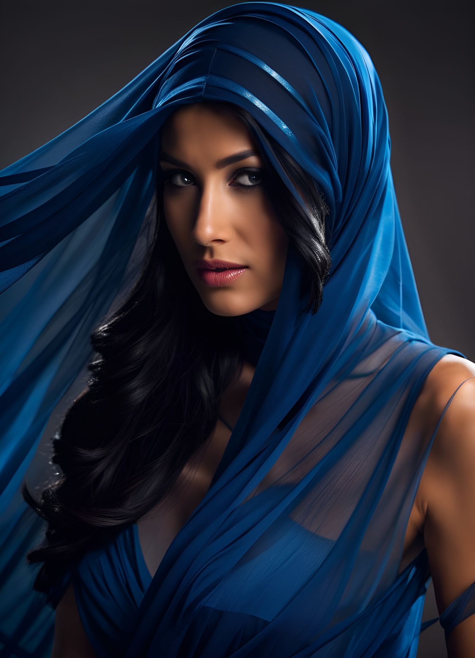 Egyptian Woman in Sheer Dress with Veil
