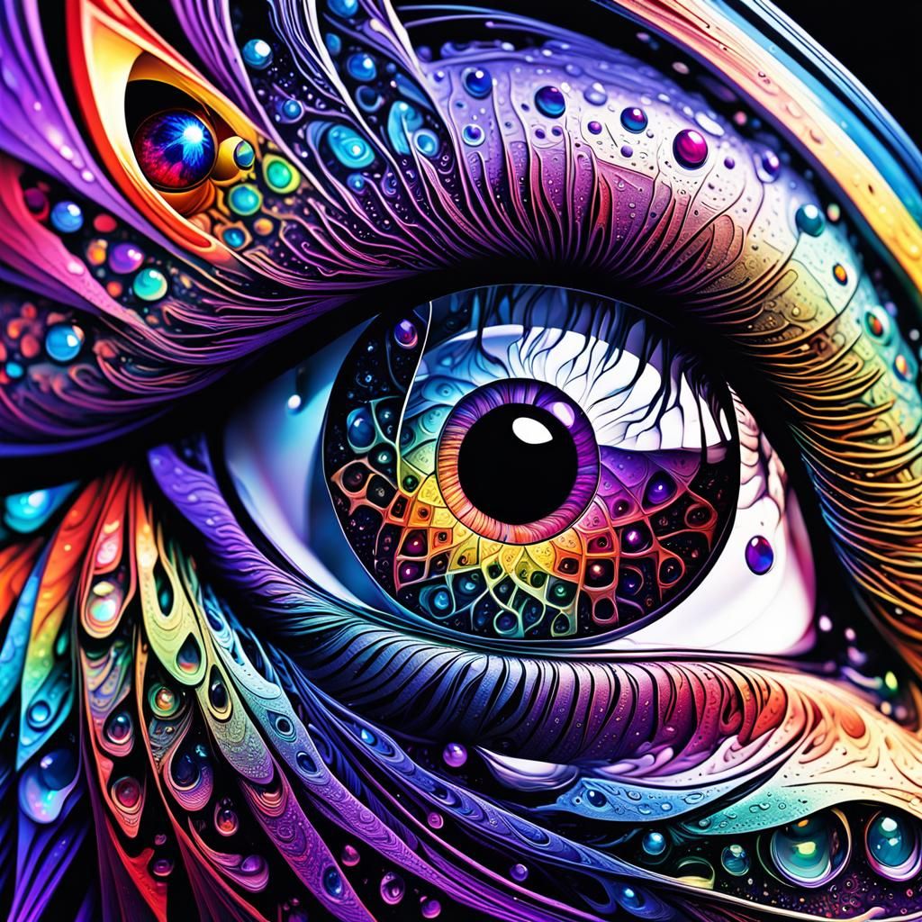 Rainbow Fractal Eye: Abstract Digital Art