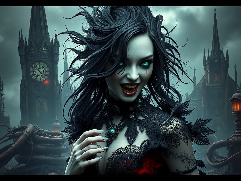 Cyberpunk Goddess of Apocalypse in Dark Biomechanical Futuri...