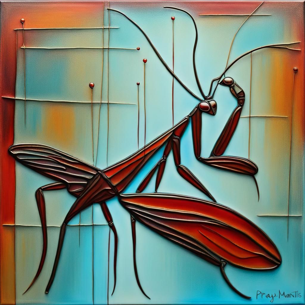 Praying Mantis Fine Art in Contemporary Style