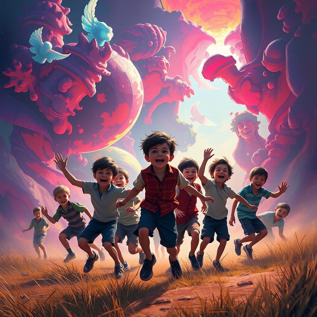 Boys in Vibrant, Fantastical Wonderland