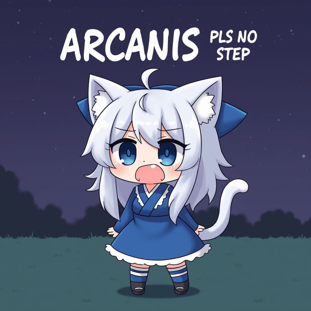 Adorable Anime Catgirl Pleads with ARCANIS in a Moonlit Fiel...