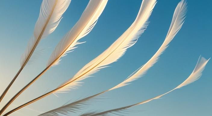 White Feather Floating in Surrealist Dreamscape