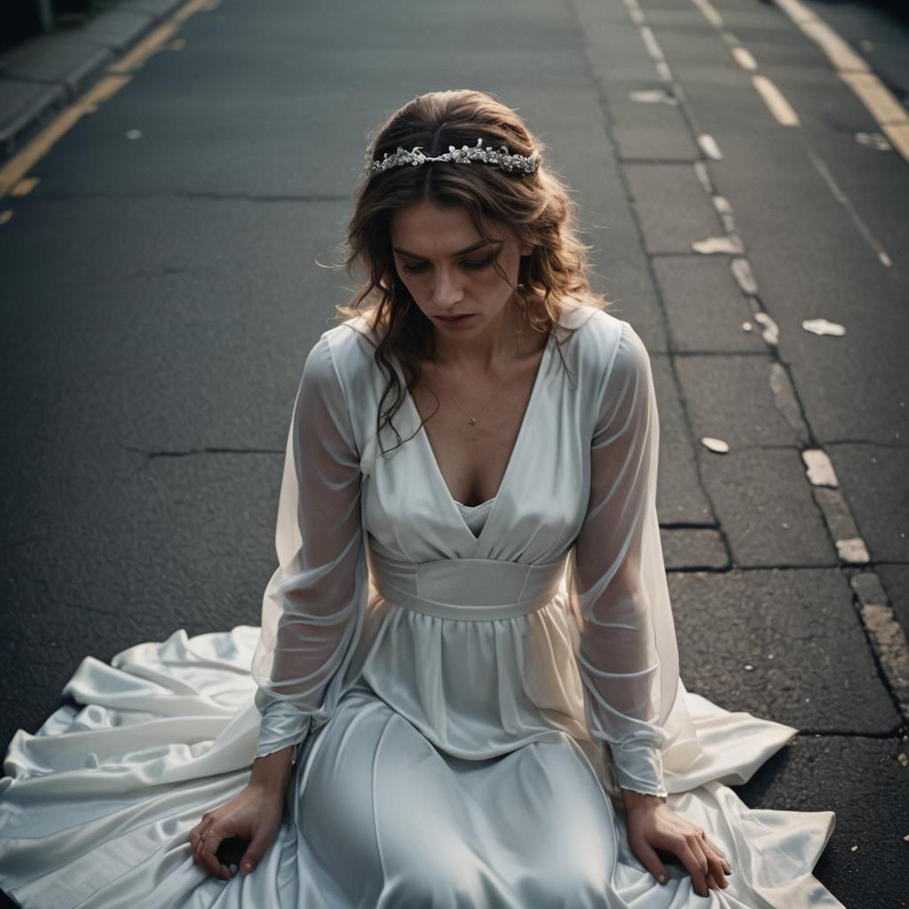 Melancholic Fallen Angel in Soft Pastel Portrait