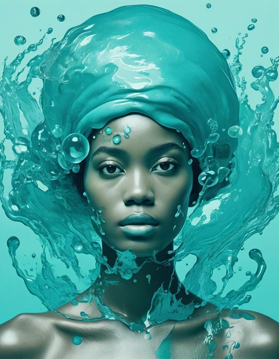 Ethereal Aquamarine Art in Harlem Renaissance Style