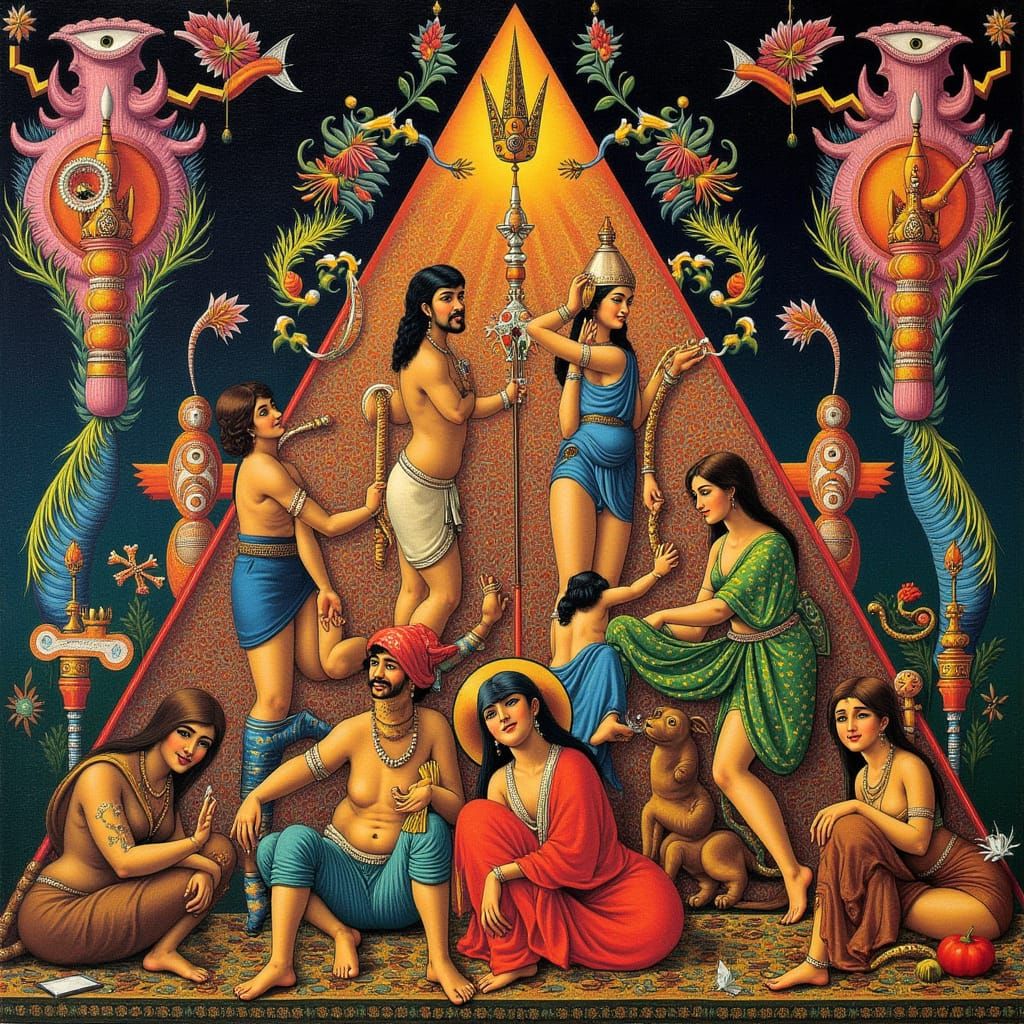 Hallucinatory Art Deco Image in Bosch Style