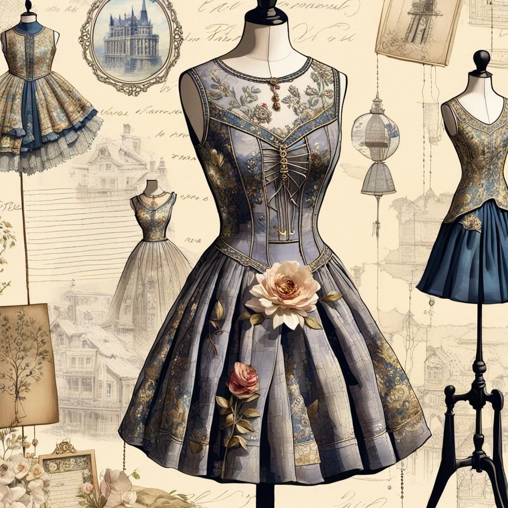 Embroidered Dress on Mannequin in Fantasy Style