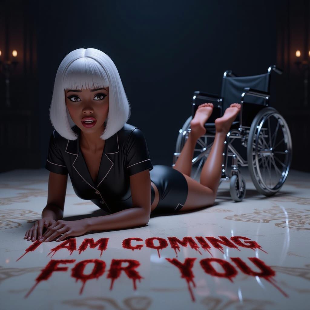 Psychological Horror: Woman in Fear on Luxury Floor