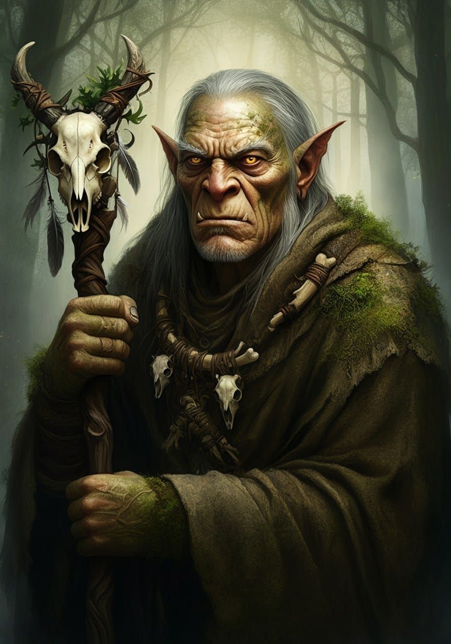 Kohorogar the Old, Orc Druid and keeper of the sacred mounds, where orcish heroes are buried.