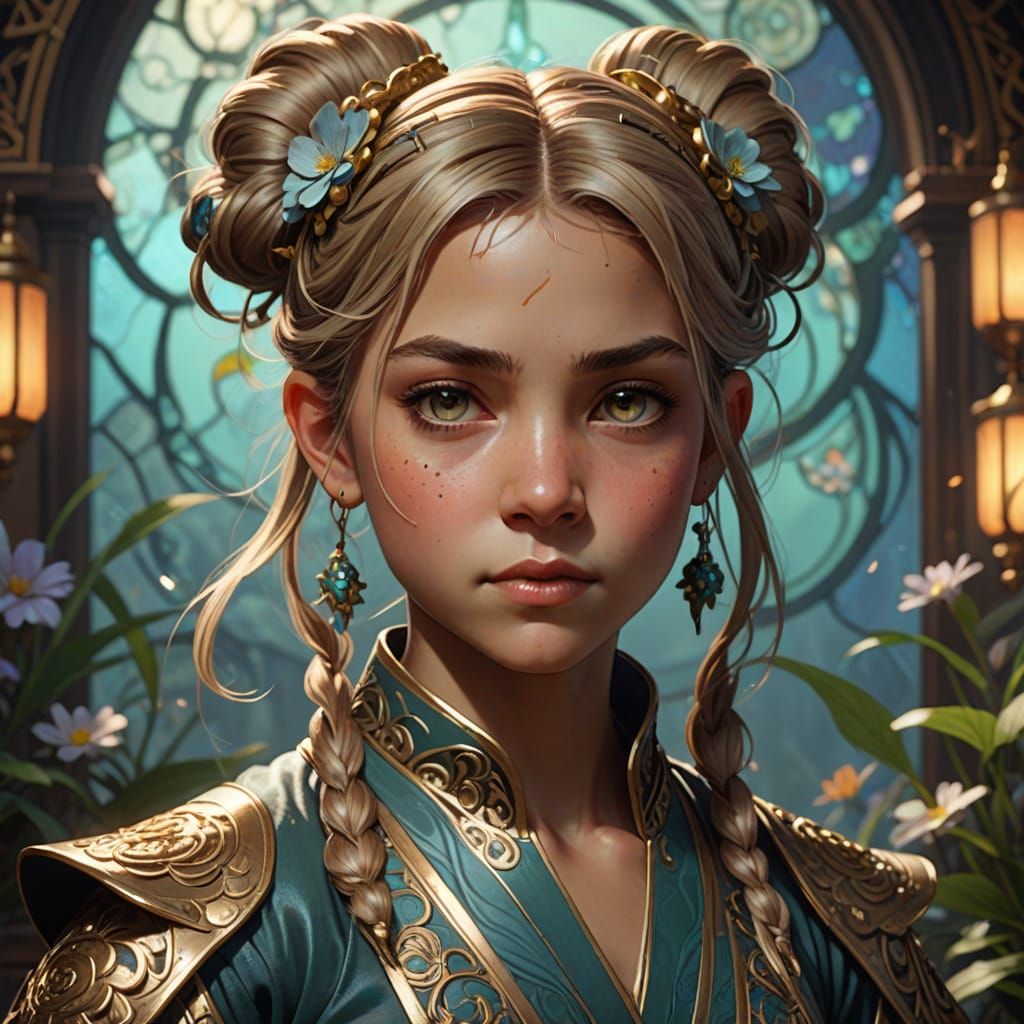 Child in Karate Pose at Dojo in Detailed Digital Art