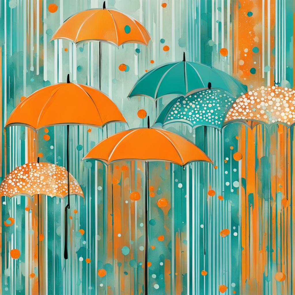 Romantic Kiss in Rainy Art Deco Acrylic Style