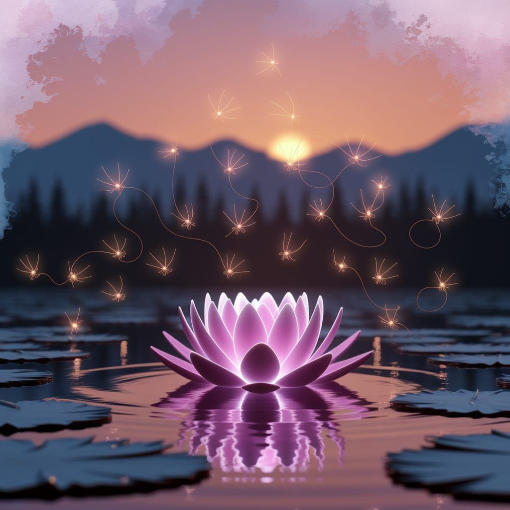 Dreamy Lotus Scene in Studio Ghibli Style