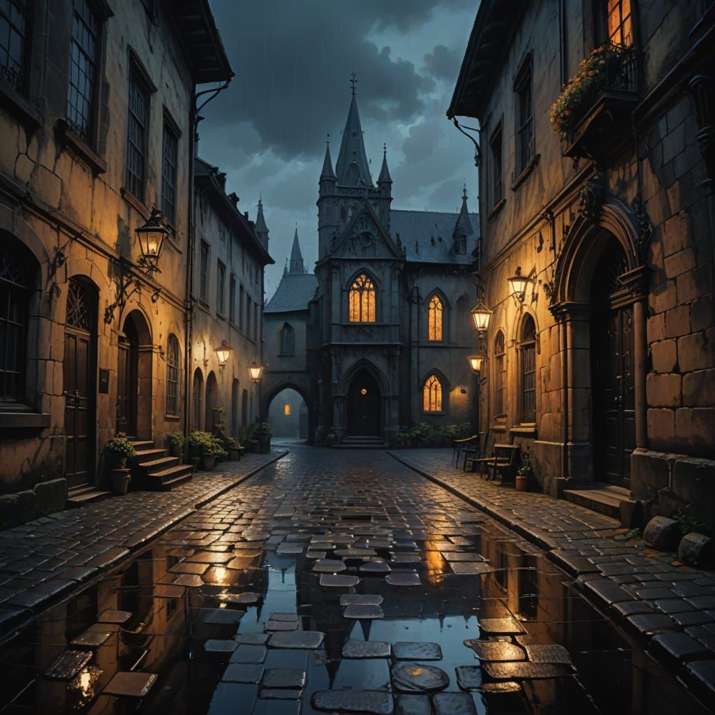 Ethereal Nights in a Gothic Village