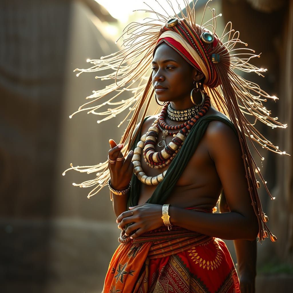 Ethereal Tsonga Solar Priestess: Ancient Wisdom Meets Cuttin...