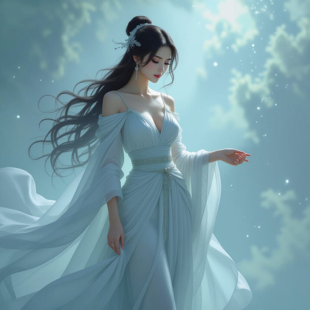 Ethereal Beauty in Shimmering Mist