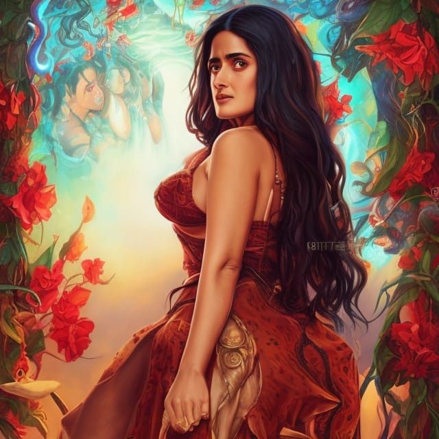 Salma Hayek Inspired Storybook Illustration in 8K