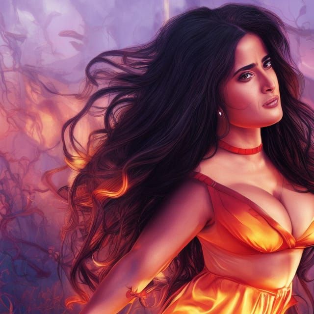 Salma Hayek Inspired Illustration in Artgerm Style