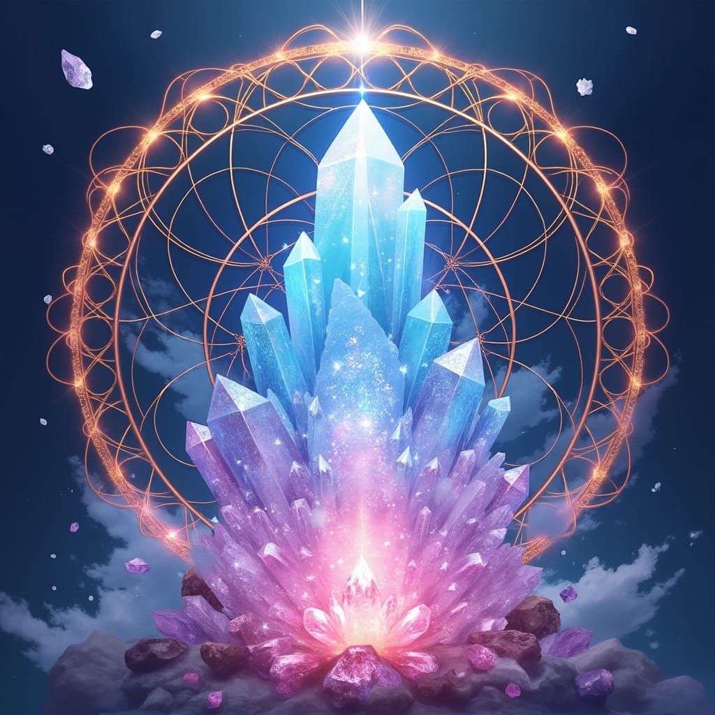 Mystical Crystal Being in Anime Style Illustration
