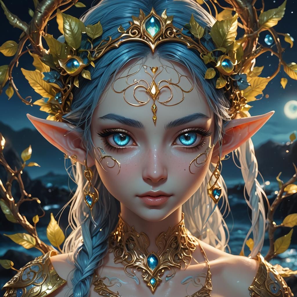 Cute Elf with Bioluminescent Collar in 3D
