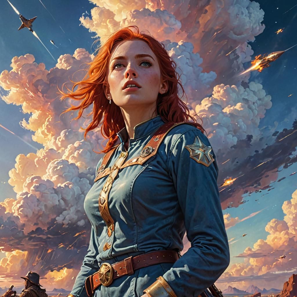 Girl Watches Epic Space Battle in 80s Sci-Fi Style