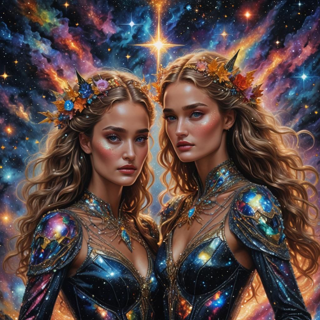 Celestial Witches in Renaissance Oil Painting