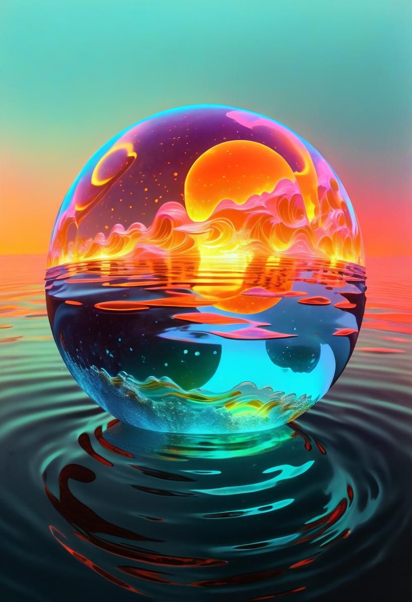 Luminous Neon Waves Reflect in Hopeful Waters