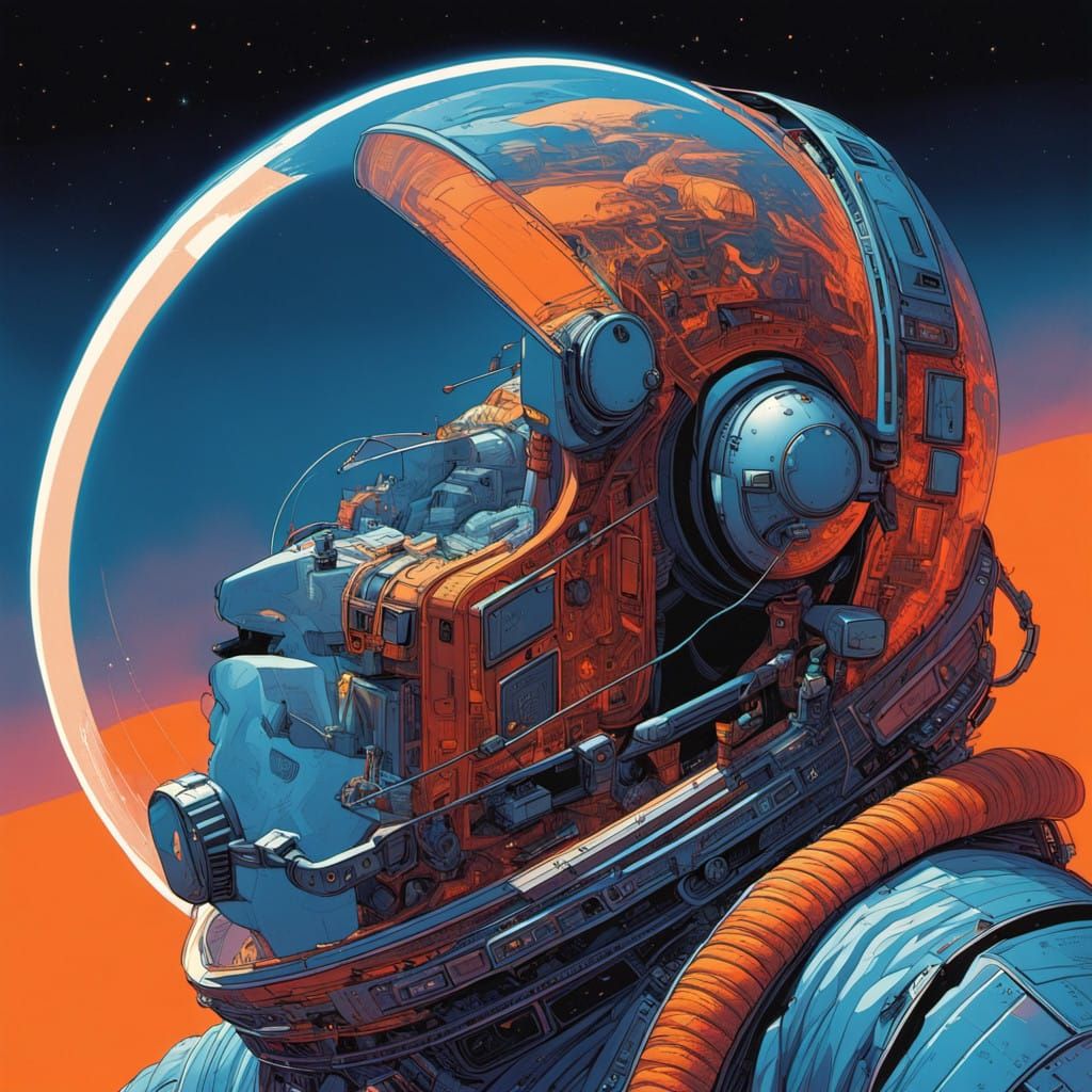 Astronaut Contemplates the Heart of the Sun in Zero Gravity