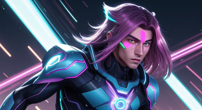 Youthful Anime Hero Embodies Cosmic Elegance in Futuristic Y...