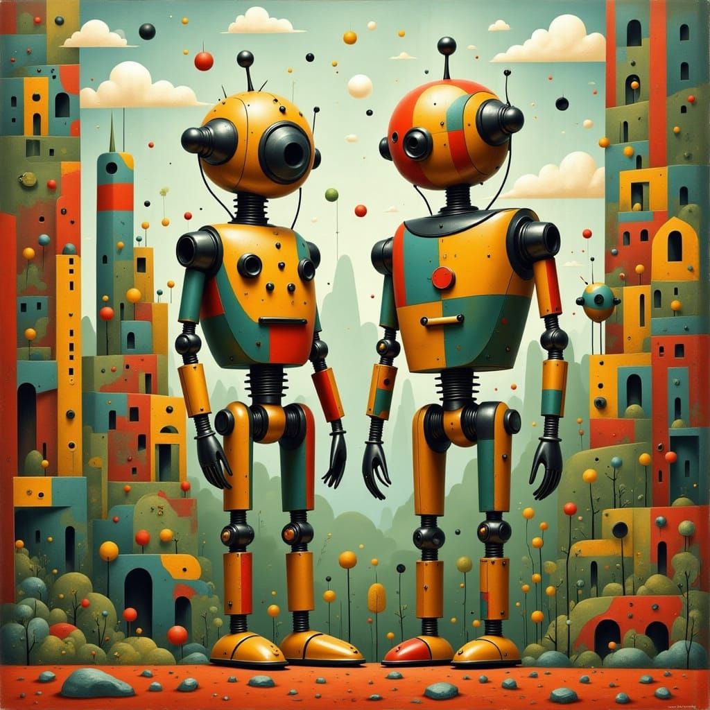 Surreal Dieselpunk Robots in Art Deco Streamline Style