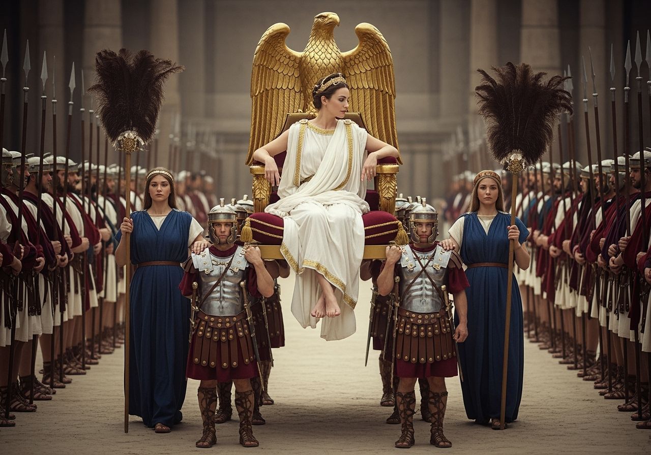 Roman Empress on Eagle Throne with Soldiers