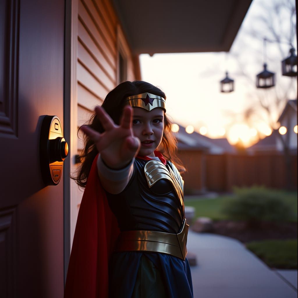 Wonder Woman Trick-or-Treater in Cinematic Style