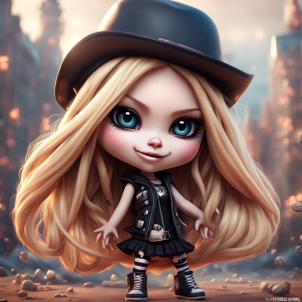 Hyperrealistic Chibi Avril Lavigne Digital Art