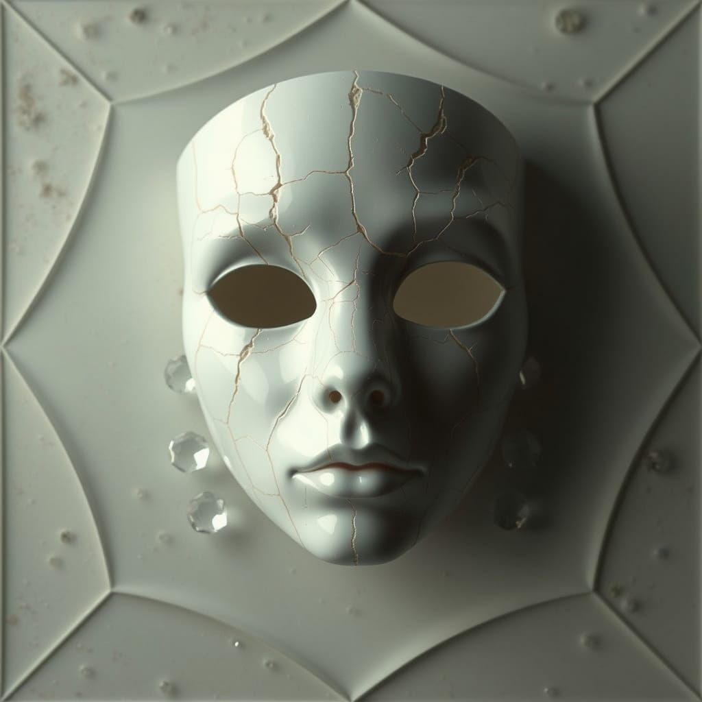 Ethereal Porcelain Mask in Geometric Glory