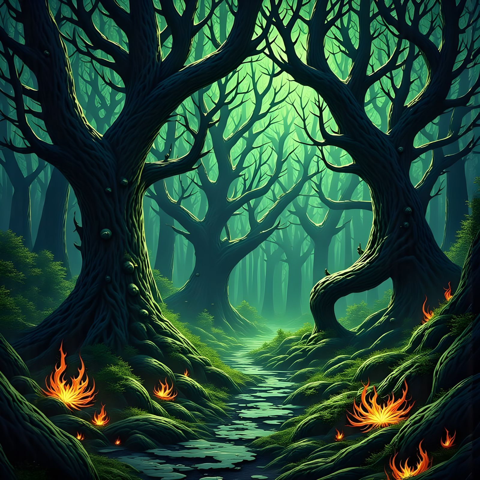 Ethereal Twilight Landscapes with Glowing Tendrils and Creep...