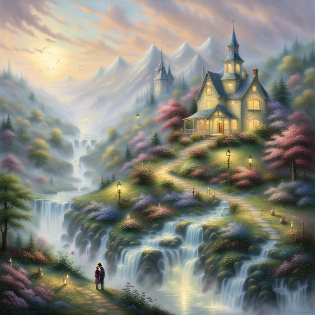 Ethereal Fantasy Scene in Kinkade Style